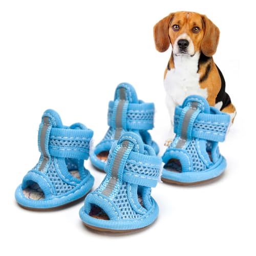 ULTECHNOVO 4 x Hundeschuhe und Pfotenschutz, Welpenschuhe für kleine Hunde, Hundeschuhe für heiße Gehwege, Sneaker, weiche Sandalen für Katzen, Stiefel für Hunde, Haustier-Sandalen, Netzschuhe, für von ULTECHNOVO