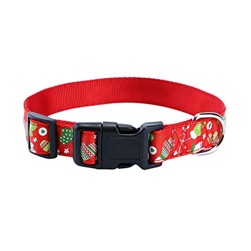 ULTECHNOVO Weihnachts-Cartoon-Druck Hundehalsband Weihnachtsbaum Haustier Halsband Nylon Haustier Ring Haustierbedarf (XL Größe) von ULTECHNOVO