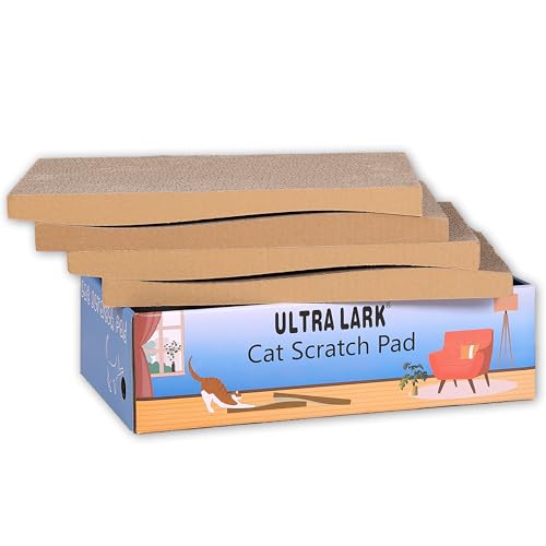 ULTRALARK Cat Scratching Board - 4 Stück Katzenkratzer mit Box, große Katzenkratzpad, einfach für Katzen zu kratzen, verhornte Karte, Katzenkratzer, Lounge für Indoor Kitty zum Ausruhen und Spielen von ULTRALARK