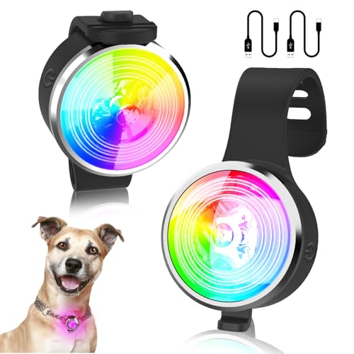 UMIONE Wasserdichtes LED Hundelicht mit 7 Farben blinkender Lichter, entwickelt für Hunde und Katzen (Geschenkbox mit zwei Stück). von UMIONE