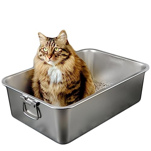 Katzentoilette Selbstreinigend,Groß Katzentoilette Matte,Litter Box Für Katze Und Kaninchen,Non Stick Glatte Oberfläche, Einfach Zu Reinigen, Nie Biegen,Silber,45 * 35 * 15CM von UMMEI