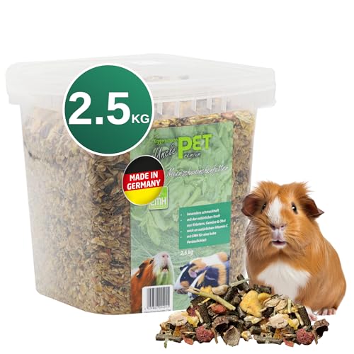 Eggersmann Uncle Pet 2,5 kg Meerschweinchen Futter - Premium Meerschweinchenfutter - Müsli für Meerschweinchen mit der natürlichen Kraft aus Kräutern, Gemüse und Obst (2,5 kg Eimer) von UNCLE PET