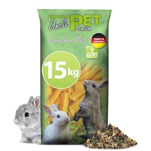 Eggersmann Uncle Pet 15 kg Kaninchenfutter - Premium Kaninchen Müsli - Kaninchen Futter mit der natürlichen Kraft aus Kräutern und Karotten - Kaninchenzubehör (15 kg Sack) von UNCLE PET