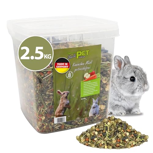 Eggersmann Uncle Pet Premium Kaninchen Müsli getreidefrei 2,5 kg – Kaninchenfutter mit Gemüse, Gräsern & Luzerne – Unterstützt die Verdauung & den Zahnabrieb – Getreidefreies Futter für Zwergkaninchen von UNCLE PET