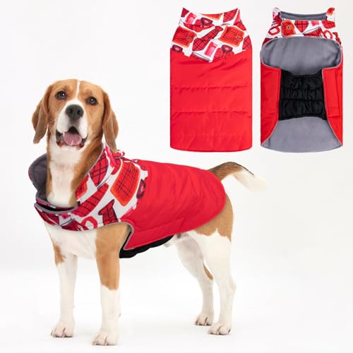 Gemütlicher wasserdichter dicker Hunde-Wintermantel, Hundejacke, warme Haustierkleidung, bequeme Puffer-Hundeweste für kleine, mittelgroße und große Hunde mit Geschirrloch YRFB01XL von UNIPUP