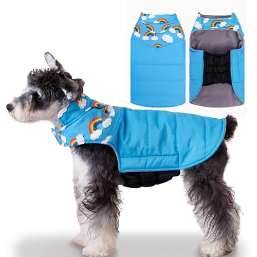 Gemütlicher wasserdichter dicker Hunde-Wintermantel, Hundejacke, warme Haustierkleidung, bequeme Puffer-Hundeweste für kleine, mittelgroße und große Hunde mit Geschirrloch YRFB02M von UNIPUP