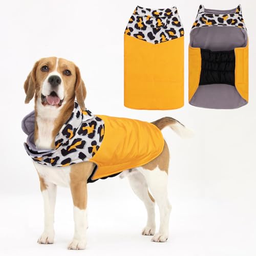 Gemütlicher wasserdichter dicker Hunde-Wintermantel, Hundejacke, warme Haustierkleidung, bequeme Puffer-Hundeweste für kleine, mittelgroße und große Hunde mit Geschirrloch YRFB03L von UNIPUP