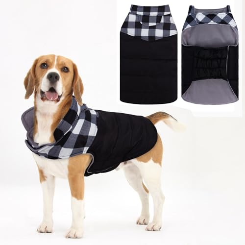 Gemütlicher wasserdichter dicker Hunde-Wintermantel, Hundejacke, warme Haustierkleidung, bequeme Puffer-Hundeweste für kleine, mittelgroße und große Hunde mit Geschirrloch YRFB04L von UNIPUP