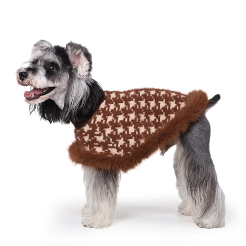 UNIPUP Hundepullover, Umhang aus Perlbaumwolle, Bouclé-Garn, Welpenpullover, Kaltwettermantel, Strickwaren für kleine Hunde, klassischer Rollkragen, dicke Hundekleidung mit dickem Flaum DS-DP02L von UNIPUP