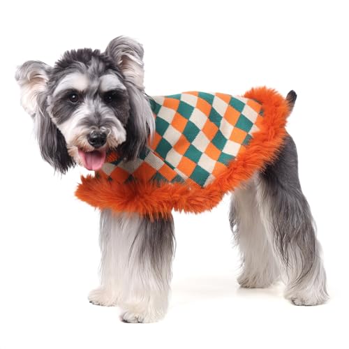 UNIPUP Hundepullover, Umhang aus Perlbaumwolle, Bouclé-Garn, Welpenpullover, Kaltwettermantel, Strickwaren für kleine Hunde, klassischer Rollkragen, dicke Hundekleidung mit dickem Flaum DS-DP03L von UNIPUP