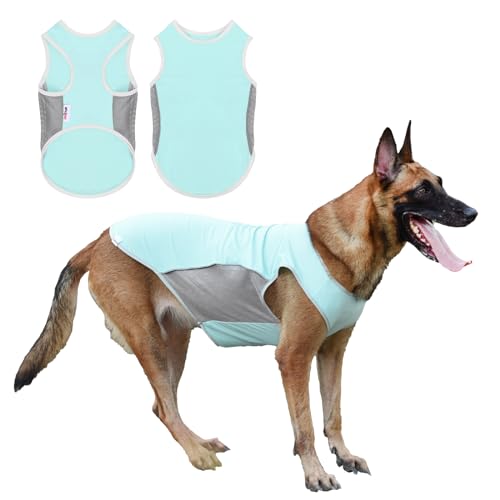 UNIPUP UPF 50+ Sonnenschutz-Shirt, schnelltrocknend, weiche Kleidung für mittelgroße Hunde, atmungsaktive, leichte T-Shirts mit reflektierenden Streifen, ärmellose Hundeweste, Katzen-Outfit von UNIPUP