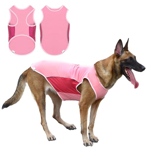 UNIPUP Sport-Fan-T-Shirts mit LSF 50+, schnelltrocknend, weiche Hundekleidung für große Hunde und Mädchen, atmungsaktive Hunde-T-Shirts mit reflektierenden Streifen, ärmellose Hundeweste von UNIPUP