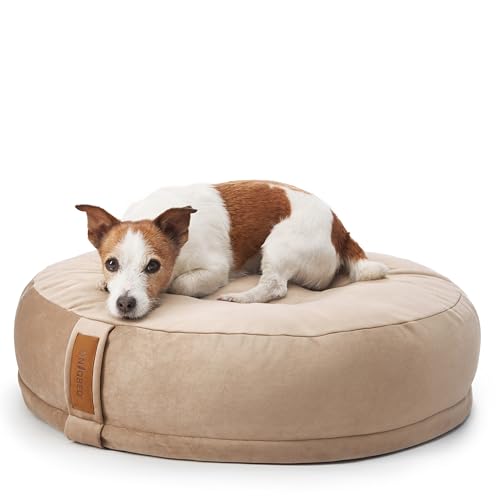 UNIQBED VierbeinWelt Premium Orthopädisches Hundebett für große, mittelgroße & kleine Hunde [Waschbar & Abnehmbarer Bezug] (Beige, [S] Ø70 x Höhe 24 cm) von UNIQBED