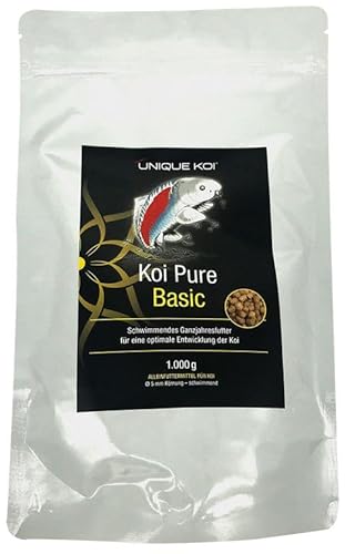 Unique Koi Koi Pure Basic Ø 3 mm 1 kg | BiotopfischFutter Fischfutter Teichfutter Koifutter, Winterfutter, Schwimmfutter, Herbstfutter von UNIQUE KOI