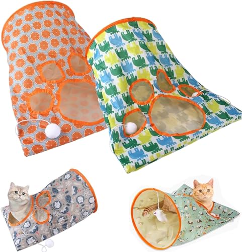 Katzentunnel-Taschenspielzeug, zusammenklappbare interaktive Katzenbohrtasche, zusammenklappbare Katzenbohrtasche aus Knisterpapier, Nanecity-Katzentunnel (Color : 2pcs-e) von UNniQ