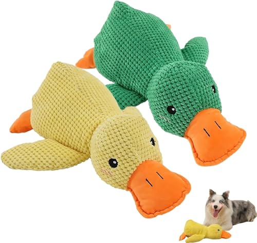 UNniQ The Mellow Dog Beruhigende Ente, quackendes Entenspielzeug, ausgestopftes Enten-Hundespielzeug, süße Ente ohne Füllung mit weichem Quietscher (Color : 2pcs-b) von UNniQ