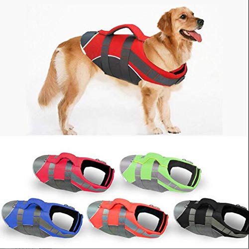 UOBEKETO Haustier-Schwimmweste für Hunde, professionelle Schwimm-Trainingskleidung mit Hebehilfsgriff und reflektierenden Streifen von UOBEKETO