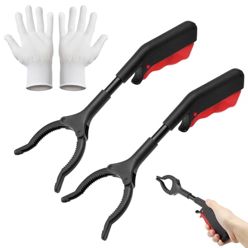 UOCAI 2 Stück Greifzange für Senioren mit Dot Glove,30cm Kinder Greifzange,Kurz Müllgreifer,Greifer für Senioren,Greifhilfe für Menschen mit Behinderung,Greifarm für die Müllabfuhr,Greifer Klein von UOCAI