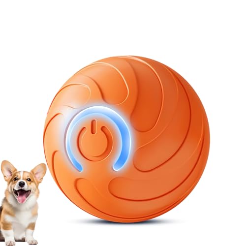 Intelligenter Spielzeugball, selbstrollend, intelligenter Ball, wiederaufladbar über USB, springender Ball für Hunde in Bewegung, um 360 Grad drehbar, für Welpen, kleine, mittelgroße Hunde (Orange) von UOEONR