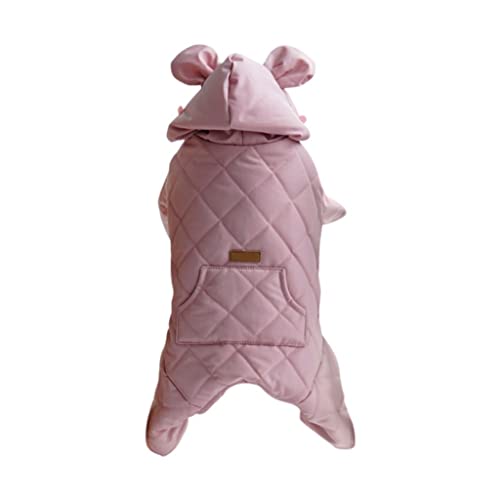 Haustier-Overall für den Winter, warm, vierbeinig, Kapuzenpullover, Kleidung für kleine und mittelgroße Hunde, Chihuahua, Französische Bulldogge, Größe S, Rosa von UOHUFIDABFD