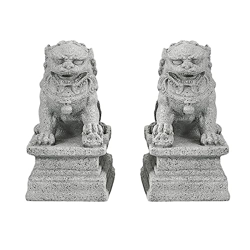 UOIENRT Asian Fu Foo Dogs Paar von zwei Schutzlöwen, Aquarium Dekoration FengShui Beast Hund Zubehör von UOIENRT