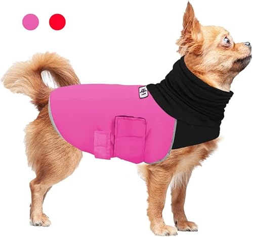 Chihuahua Kleidung Kaltwettermantel, Chihuahua Wintermantel Wasserdicht, Hund Kaltwetterjacke, Chihuahua Wasserdichte Kleidung Winter für Klein Mittel Groß Chihuahua Rosa Rot von UOMIO