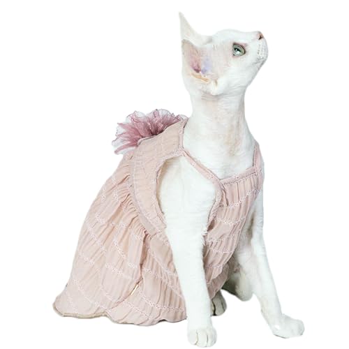 UOSIA Blume Haarloser Katzenkleid Sommer Süßes Sphynx Katze Kleidung Weich Atmungsbekämpfte Kätzchenweste Für Cornish Rex, Devon Rex, Peterbald von UOSIA