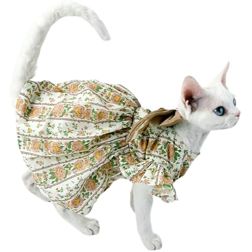 UOSIA Blumensphynx Katze Kleid Mit Bogen Sommer Haarlose Katzenkleidung Prinzessin Kätzchen Kostüm Für Hochzeits Geburtstagsfeier von UOSIA