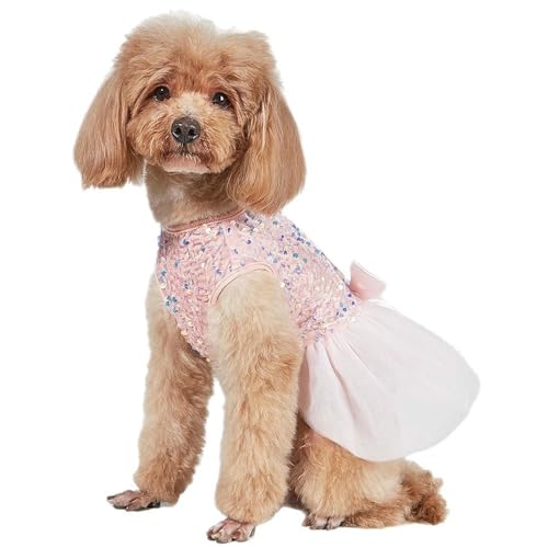 UOSIA Formelle Hundeprinzessin Kleid Mit Bugbling -Pailletten Welpenkleid Für Hochzeits Geburtstagsfeier Katzenbekleidung Accessoires von UOSIA