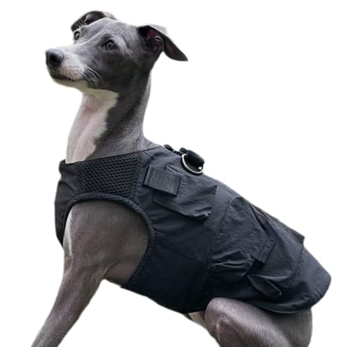 UOSIA Greyhound Kleidung Für Hunde Frühling Dünne Welpen Weste Jacke Mode Whippet Kleidung Mit Reißverschluss Tasche Leichte wasserdichte Haustier Regen Jacke Für Kleine Mittlere Große Hunde von UOSIA