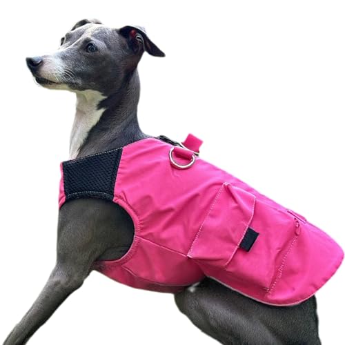 UOSIA Greyhound Kleidung Für Hunde Frühling Dünne Welpen Weste Jacke Mode Whippet Kleidung Mit Reißverschluss Tasche Leichte wasserdichte Haustier Regen Jacke Für Kleine Mittlere Große Hunde von UOSIA