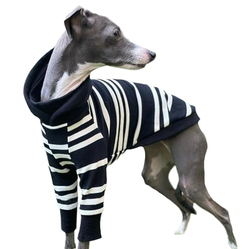 UOSIA Hund Hoodie Für Große Hunde Mode Gestreifte Haustier Pullover Sweatshirts Weiche Stretch Welpen Pullover Pullover Männlich/Weiblich Hund Jumpsuit Kleidung Für Italienische Greyhound Whippet von UOSIA