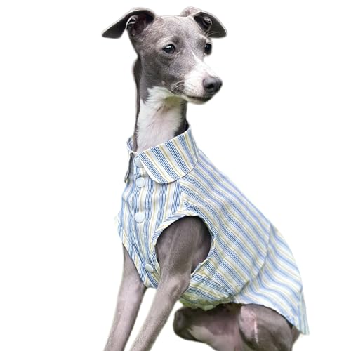 UOSIA Hunde T-Shirt Klassische Streifen Haustierhemden Für Kleine Mittelgroße Hunde Atmungsaktiven Welpen-T-Shirte Mit Knopf Süße Sommeroutfits Für Italienisch Greyhound Whippet von UOSIA