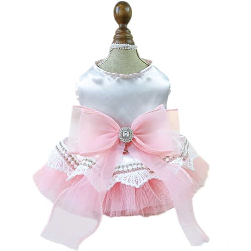 UOSIA Kleines Hund Hochzeitskleid Mit D-Ring Bowknot Welpe Kleidung Pink Tulle Hund Prinzessin Kleid Katze Geburtstag Outfit Haustier Party Kleid Für Mädchen Kätzchen Hunde Chihuahua Yorkie von UOSIA