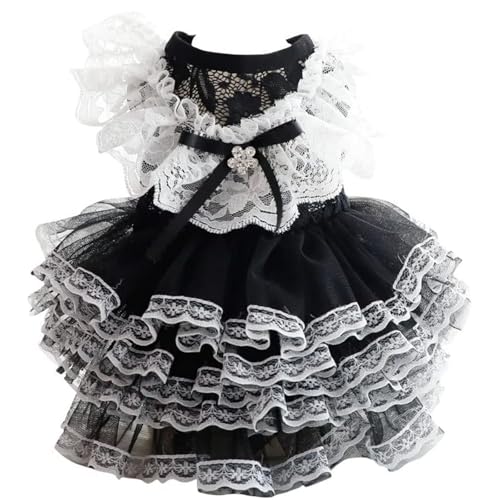 UOSIA Lace Dog Prinzessin Kleid Handiwork Luxus Welpe Rock Schwarze Lolita Kleidung Mädchen Süßes Haustier Hochzeitskleid Für Geburtstagsfeier von UOSIA