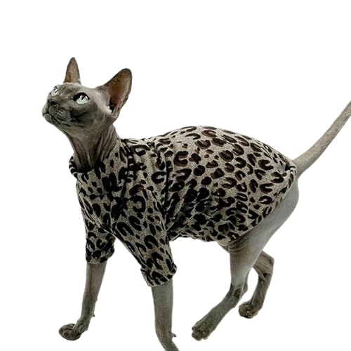 UOSIA Leopard Sphynx Katze T-Shirts Haarlose Katzen-Katze Sweatshirt Stretchy Kätzchen Hemden Perfekt Für Weibliche Männliche Haarlose Katzenrassen von UOSIA