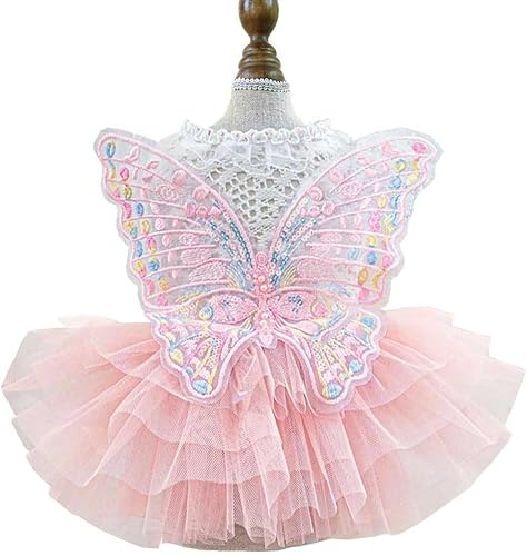 UOSIA Schmetterling Hundekleid Niedlicher Welpe Tutu für kleine mittlere Hunde Katzen Mädchen Rosa Sommer Hund Prinzessin Kleider Lustige Hunderock Kostüm Mode Katze Bekleidung von UOSIA