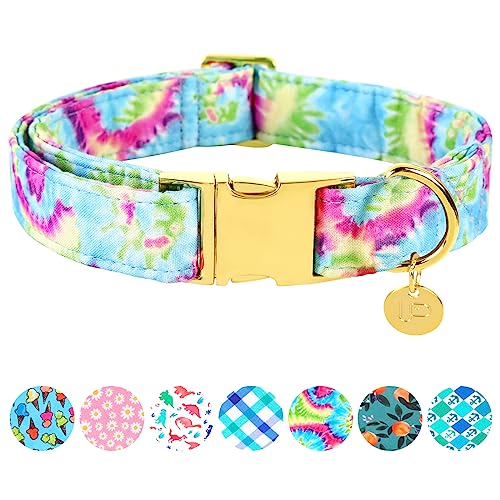 UP URARA PUP Batik-Sommer-Baumwoll-Hundehalsband mit Metallschnalle, Geschenkhalsband für kleine, mittelgroße und große Mädchen oder Jungen, niedlich, langlebig, bequem, Haustierhalsbänder von UP URARA PUP