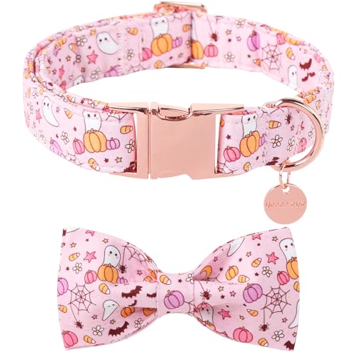 UP URARA PUP Halloween-Hundehalsband mit Fliege, rosa Halloween-Welpen-Fliege mit verstellbarer Metallschnalle, ausgefallenes Halloween-Hundehalsband, Fliege, Geschenk für Mädchen, Jungen, Hund, M, von UP URARA PUP