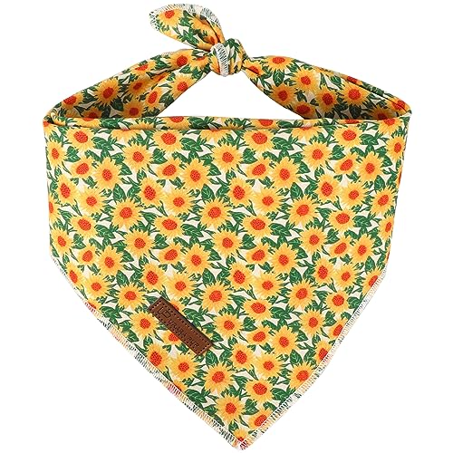 UP URARA PUP Herbst-Hundehalstuch, Sonnenblumen-Bandana für kleine, mittelgroße und große Hunde, niedliches Blumen-Welpen-Halstuch, Baumwolle, Haustier-Dreieck-Schal, Halstuch für Mädchen, Jungen, von UP URARA PUP