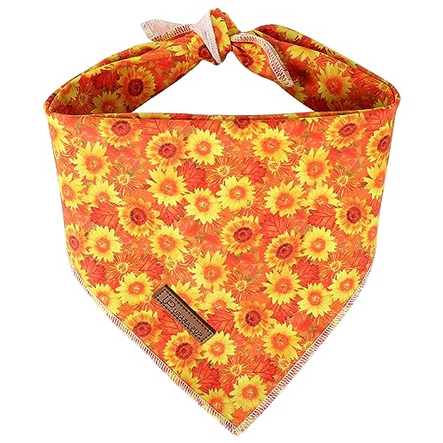 UP URARA PUP Herbst-Hundehalstuch, Sonnenblumen-Bandana für kleine, mittelgroße und große Hunde, niedliches Blumen-Welpen-Halstuch, Baumwolle, Haustier-Dreieck-Schal, Halstuch für Mädchen, Jungen, von UP URARA PUP