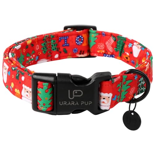 UP URARA PUP Weihnachts-Weihnachtsmann-Hundehalsband, niedliches Weihnachtsmann-Halsband für Welpen, Mädchen, Jungen, Hund, verstellbares rotes Hundehalsband mit Schnellverschluss, niedliches von UP URARA PUP