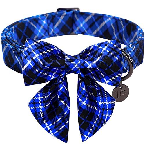 UP URARA PUP Hundehalsband mit Fliege, Baumwolle Hund Fliege Halsband für XL Mädchen Junge Hund, Blau Bowtie Hundehalsband mit langlebiger Metallschnalle, XL, Halsumfang 40.6-66 cm von UP URARA PUP