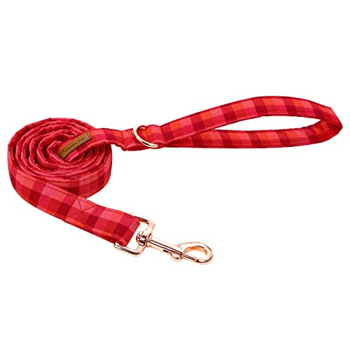 UP URARA PUP Set aus Hundeleine und Halsband, robuste Baumwolle, rotes Karomuster, für kleine bis große Hunde von UP URARA PUP