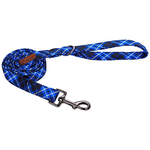 UP URARA PUP Hundeleine Match Hundehalsband, stabile, langlebige Baumwolle, Weihnachts-Hundeleine, blau kariert, Hundetrainingsleine für kleine, mittelgroße und große Hunde von UP URARA PUP