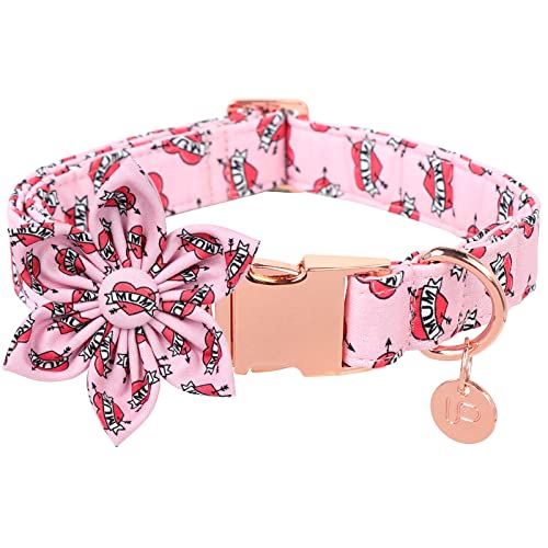 UP URARA PUP Muttertag Hundehalsband mit Blume, Niedliches Baumwollmädchen Hundehalsband, Entzückendes Rosa Blumenhalsband für X-Large Girl Hund, XL, Halsumfang 40.6-66 cm von UP URARA PUP