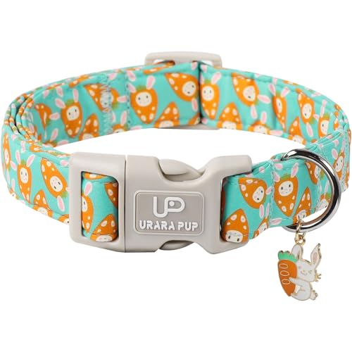 UP URARA PUP Oster-Hundehalsband, schöne Baumwolle, Osterkarotte, verstellbares Welpenhalsband für Mädchen, Jungen, Hund, bezauberndes Karottenhalsband für kleine, mittelgroße und große Hunde von UP URARA PUP