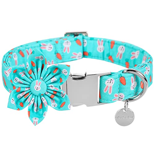 UP URARA PUP Oster-Hundehalsband mit Blume, Baumwolle, Osterblumenhalsband für Welpen, Mädchen, Hündinnen oder Katzen, niedliches Karotten-Haustierhalsband mit Metallschnalle, Ostergeschenk, von UP URARA PUP