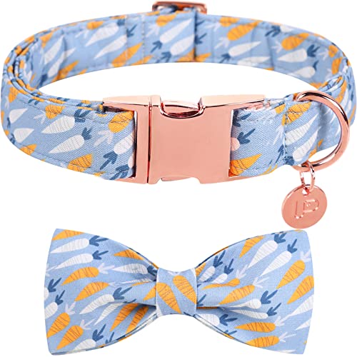 UP URARA PUP Ostern Hundehalsband mit Fliege, Baumwolle Ostern Fliege Halsband für Kleine Mädchen Junge Hund, Niedliche Karotte Haustier Halsband mit Metallschnalle, Ostertagsgeschenk Hundehalsband, Blau, S, Hals 25,4-40,6 cm von UP URARA PUP