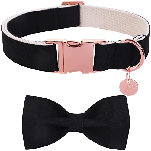 UP URARA PUP Schwarzes Hundehalsband mit Fliege, Bequemes Baumwoll-Fliege-Halsband mit Metallschnalle für Welpen Hunde oder Katzen, Fliege Hundehalsband für Mädchen Junge Hunde, XS, Hals 8-12 Zoll von UP URARA PUP